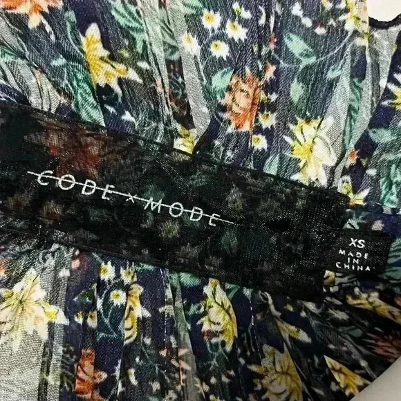 Code X Mode Floral Long Sleeve Chiffon Dress Size XS - Picture 11 of 14